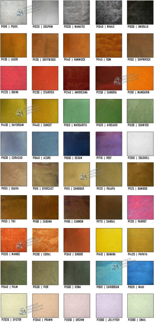 Floor Coating Color Charts - Concrete Resurfacing Systems